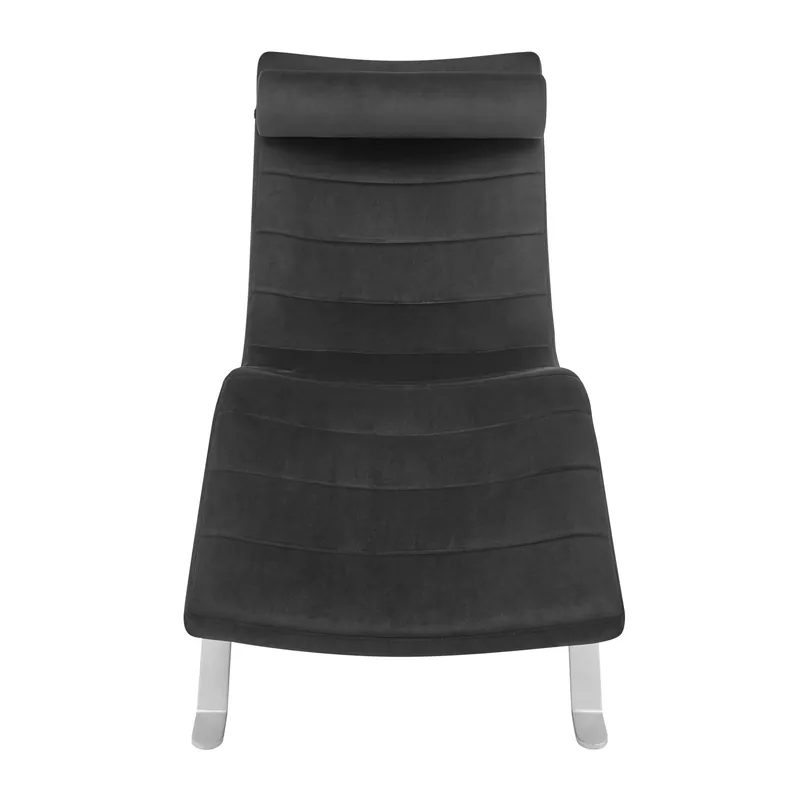 Hassle-Free Returns Black and Silver Velvet Lounge Chair By Homeroots