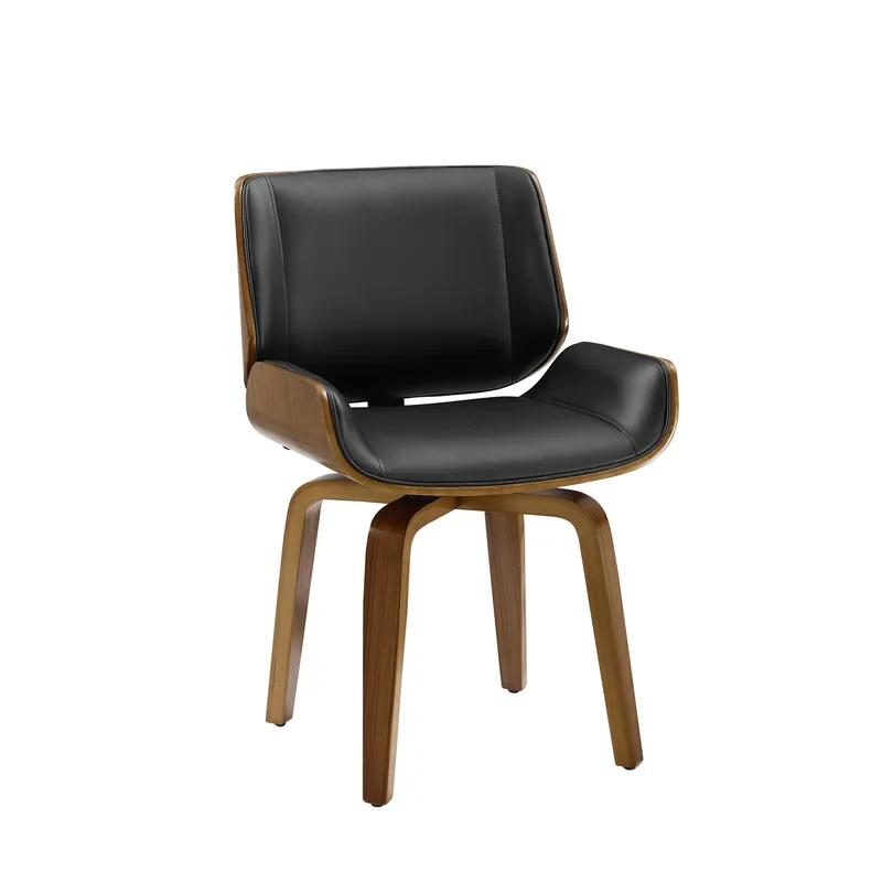 Markdown Black And Brown Upholstered Faux Leather Curved Back Dining Side Chair
