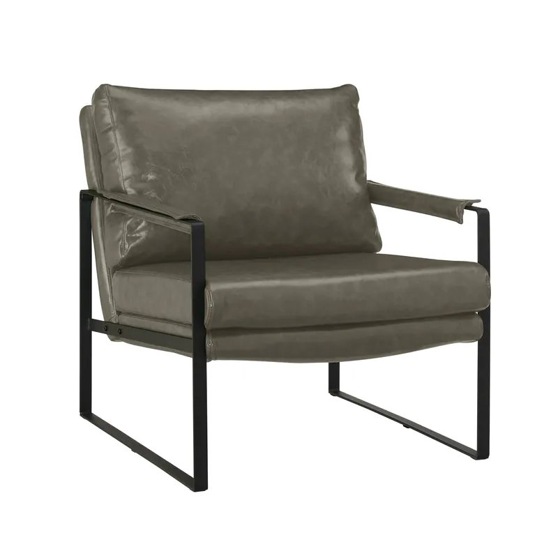 Dark Gray Faux Leather And Black Arm Chair By Homeroots Secure Checkout