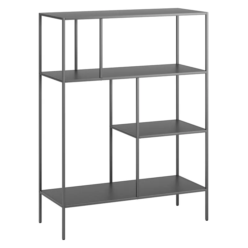 Express Delivery Gray Metal Four Tier Double Bookcase By Homeroots
