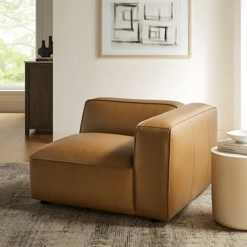 Free Shipping Auren Upholstered Vegan Leather Modular Right Armchair by Modway