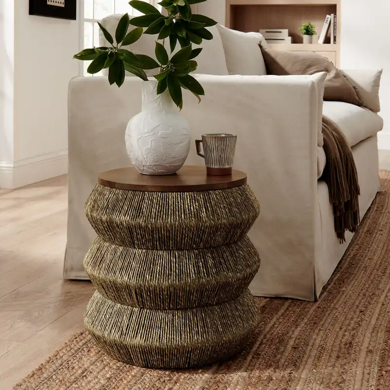 Maris Seagrass and Wood End Table by Modway Modern