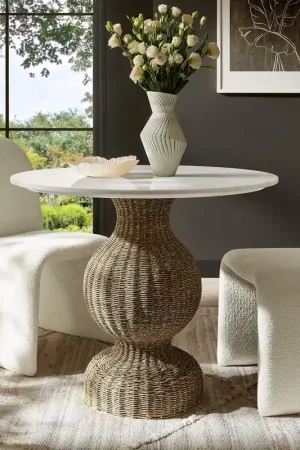 Zale 36" Marble and Seagrass Dining Table by Modway Professional Grade