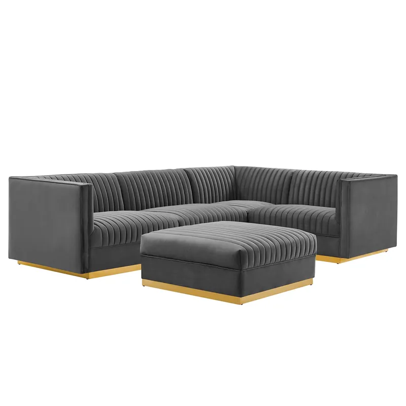Get Yours Sanguine 5-Piece Channel Tufted Performance Velvet Right-Facing Modula