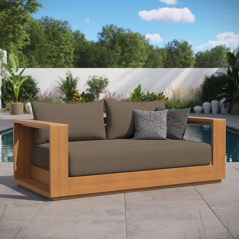 No Minimum Order Tahoe Acacia Wood Outdoor Patio Acacia Wood Loveseat by Modway