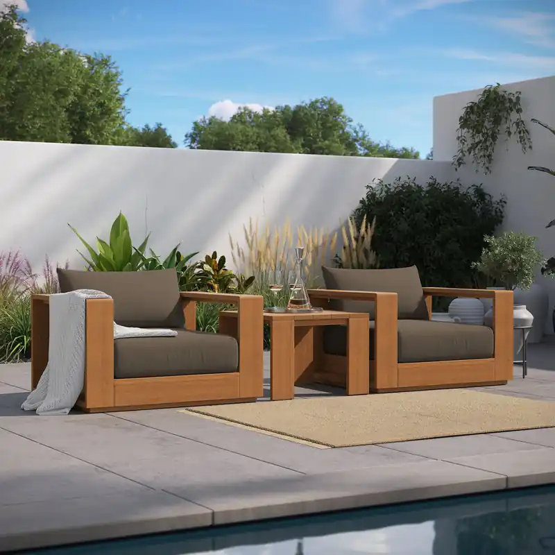 Original Tahoe 3-Piece Outdoor Patio Acacia Wood Furniture Set by Modway