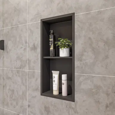 Price Cut Alfi 12 x 24 Black Matte Stainless Steel Vertical Double Shelf Bath Shower Niche