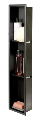 While Supplies Last Alfi 8" x 36" Black Matte Stainless Steel Vertical Triple Shelf Bath Shower Niche