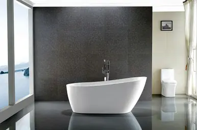 Vanity Art VA6522-S-PC Freestanding White Acrylic 55 inch x 28 inch Bathtub with Slotted Overflow and Drain Money Back Guarantee