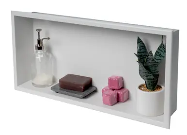 Express Delivery Alfi 24 x 12 White Matte Stainless Steel Horizontal Single Shelf Bath Shower Niche