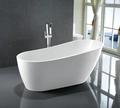 Deal Vanity Art VA6522-L-PC 67" Freestanding Acrylic Soaking Bathtub - White/Polished Chrome Trim