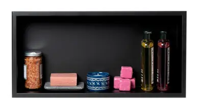 Alfi 24 x 12 Black Matte Stainless Steel Horizontal Single Shelf Bath Shower Niche Fan Favorite