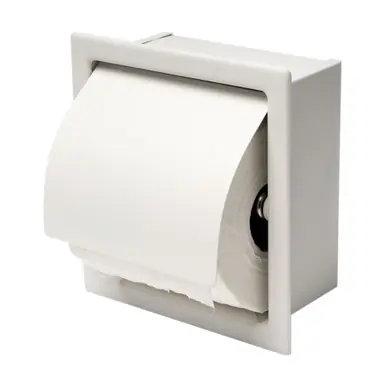 Last Chance Alfi ABTPC77-W White Matte Stainless Steel Recessed Toilet Paper Holder with Cover