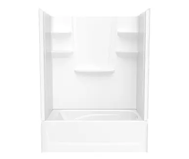 While Supplies Last Swanstone VP6036CTSL.010 60 x 36 Solid Surface Alcove Left Hand Drain Four Piece Tub Shower in White