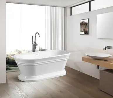 Clearance Vanity Art VA6610-L-PC 67" x 31" Freestanding Acrylic Soaking Bathtub - White/Polished Chrome Trim