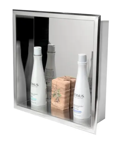 Warranty Included Alfi 16 x 16 Polished Stainless Steel Square Single Shelf Bath Shower Niche