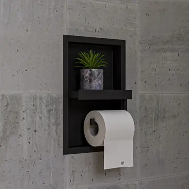 Premium Alfi Black Matte Stainless Steel Recessed Shelf / Toilet Paper Holder Niche - ABTPNC88-BLA