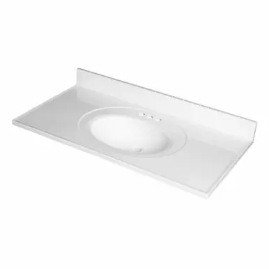 Fine Fixtures MT4322W Cultured Marble Vanity Top with Integrated Sink - 43 Inch X 22 Inch - White Today Only