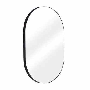 Fine Fixtures Oval Rectangular Mirror - 16 Inch X 24 Inch - Matte Black - MRO1624BL Next Day Delivery