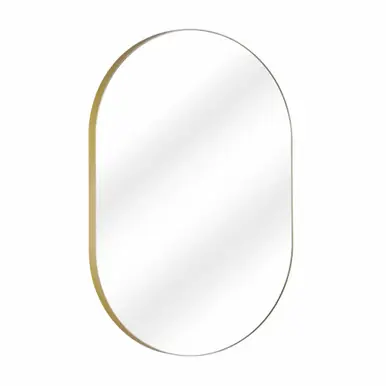 Professional Grade Fine Fixtures Rectangular 24 Inch X 30 Inch Mirror with Oval Corners - Satin Brass - MRO2430SB