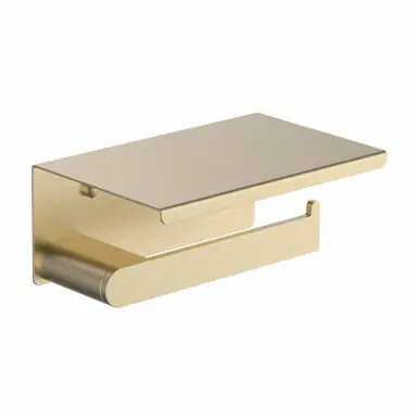 Instant Buy Fine Fixtures Toilet Tissue Paper Roll Holder With Cover - Satin Brass - AC1THCSB
