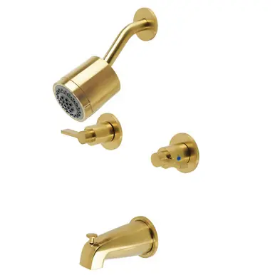 Kingston Brass KBX8147NDL NuvoFusion Two Handle Tub and Shower Faucet, Brushed Brass New Arrival