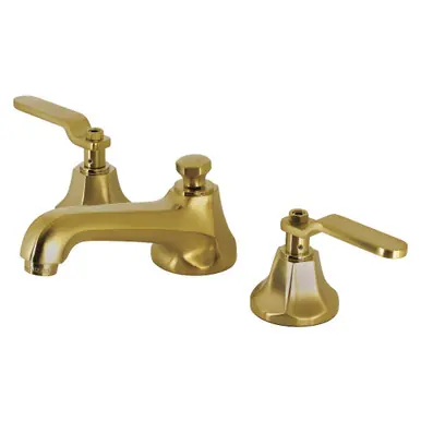 Kingston Brass KS4467KL Whitaker Widespread Two Handle Bathroom Faucet with Brass Pop-Up, Brushed Brass Buy Today