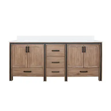 Lexora Ziva 80" Rustic Barnwood Double Vanity Cabinet, Cultured Marble Top, White Square Sink and no Mirror Sale