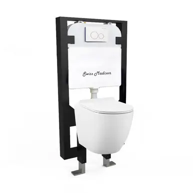 Best Price Swiss Madison SM-WK449 Well Made Forever SM-WK449-01W - St. Tropez Wall-Hung Toilet Bundle - Glossy White