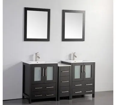 Vanity Art VA3024-60E 60 Inch Double Sink Vanity Cabinet with Ceramic Sink & Mirror - Espresso Bargain