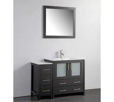 Express Delivery Vanity Art VA3030-42E 42 Inch Vanity Cabinet with Ceramic Sink & Mirror - Espresso
