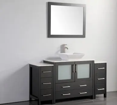 Deal Vanity Art VA3136-60E 60 Inch Vanity Cabinet with Ceramic Sink & Mirror - Espresso