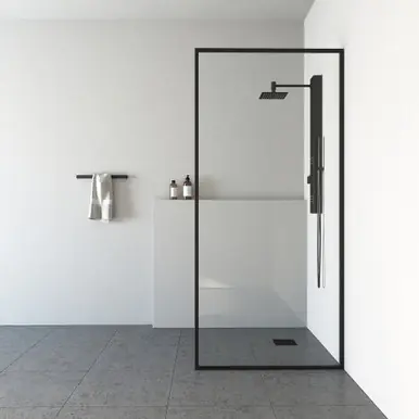 Vigo VG6077MBCL3474 Meridian 34" X 74" Fixed Glass Shower Screen in Matte Black Best Price