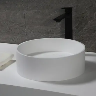 Affordable Alfi 15" Round White Matte Solid Surface Resin Surface Mount Vessel Sink