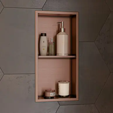 Exclusive Alfi ABNP1224-BC 12" x 24" Brushed Copper PVD Stainless Steel Vertical Double Shelf Shower Niche