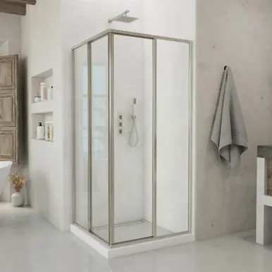 DreamLine Cornerview 40 1/2 in. D x 40 1/2 in. W x 72 in. H Framed Sliding Shower Enclosure in Brushed Nickel Super Sale