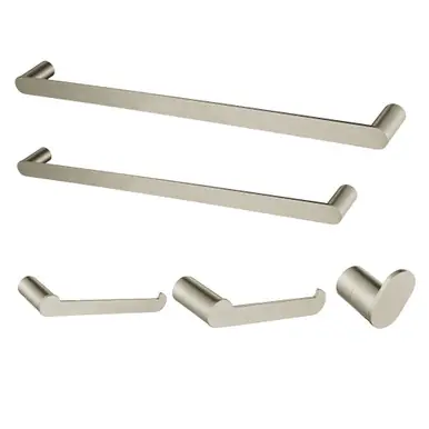 Weekend Sale Kingston Brass BAHK6112478SN Dessau 5-Piece Bathroom Accessory Set, Brushed Nickel - 18" Towel Bar, 24" Towel Bar, Towel Ring, Toilet Paper Holder, Robe Hook
