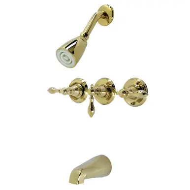 Kingston Brass KB232ACL American Classic Three-Handle Tub and Shower Faucet, Polished Brass Best Seller