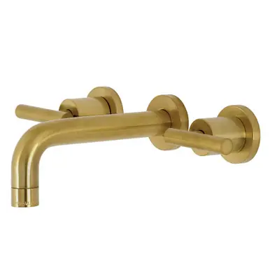 Kingston Brass KS8127CML Manhattan Two Handle Wall Mount Bathroom Faucet, Brushed Brass High Quality