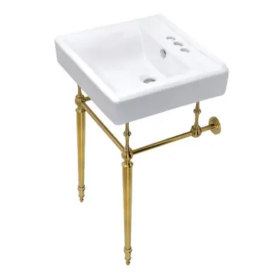 Premium Kingston Brass KVPB2018W47 Edwardian 20-Inch Console Sink with Brass Legs, Brushed Brass