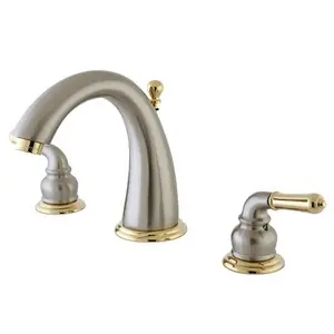 Buy Online Kingston Brass Two Handle 8" to 16" Widespread Lavatory Faucet with Brass Pop-Up Drain - Satin Nickel/Polished Brass KS2969