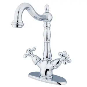 Kingston Brass Two Handle Single Hole Lavatory Faucet with Optional Cover Plate - Polished Chrome KS1491AX Modern