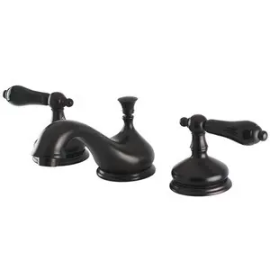 Cheap Kingston Brass Two Handle Widespread Lavatory Faucet With Black Porcelain Lever Handle - Oil Rubbed Bronze KS1165PKL