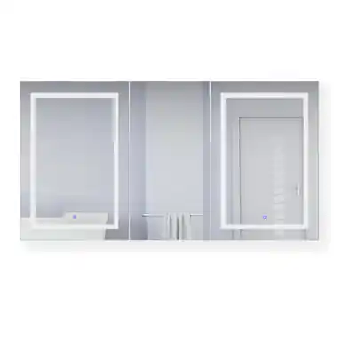Viral Krugg Svange6636DLRR 3 Door Mirror Medicine Cabinet 66 Inch W x 36 Inch w/Dimmer & Defogger - Right Hinge on Middle Door