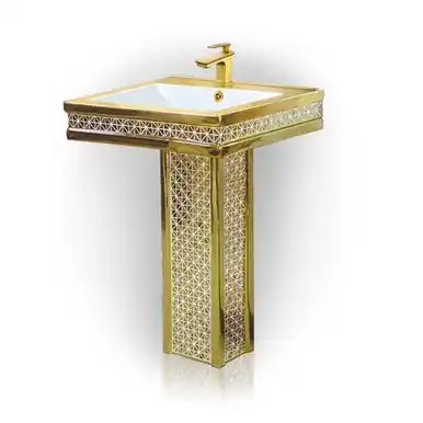 Modern Maison De Philip Rom-24G-PED Decorative Gold Pedestal Sink, 24" Wide