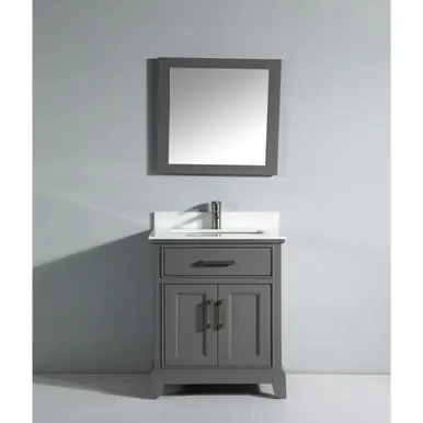 Save Now Vanity Art VA1030G 30 Inch Vanity Cabinet with Engineered Marble Vanity Top & Mirror - Grey