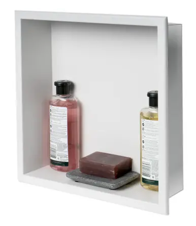 Editor’s Pick Alfi 16" x 16" White Matte Stainless Steel Square Single Shelf Bath Shower Niche