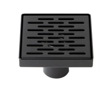Alfi 5" x 5" Black Matte Square Stainless Steel Shower Drain with Groove Holes Price Cut