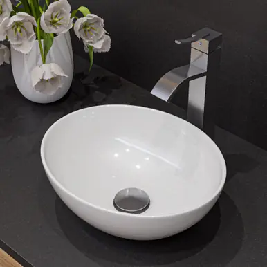 Alfi ABC913 White 16" x 13" Egg Shape Above Mount Ceramic Sink Shop Now