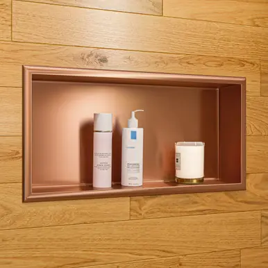 Same Day Shipping Alfi ABNP2412-BC 24" x 12" Brushed Copper PVD Stainless Steel Horizontal Single Shelf Shower Niche